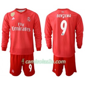 Camisolas de Futebol Real Madrid Benzema 9 Criança Equipamento 3ª 2018/19 Manga Comprida